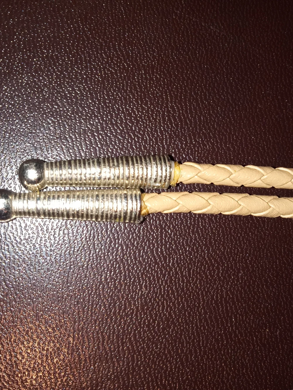 Western Style Beige Bolo Tie with Silver Accent